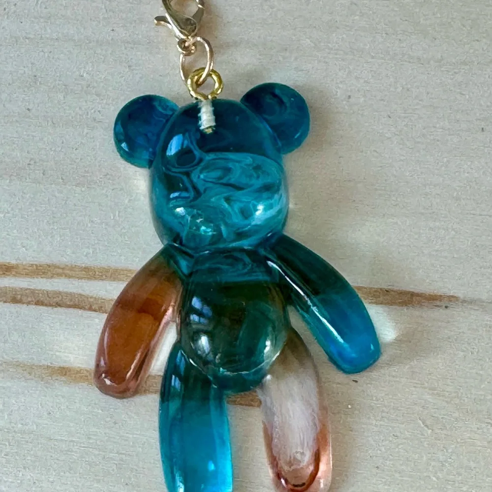 Blue and Brown Teddy Bear Pendant 2”